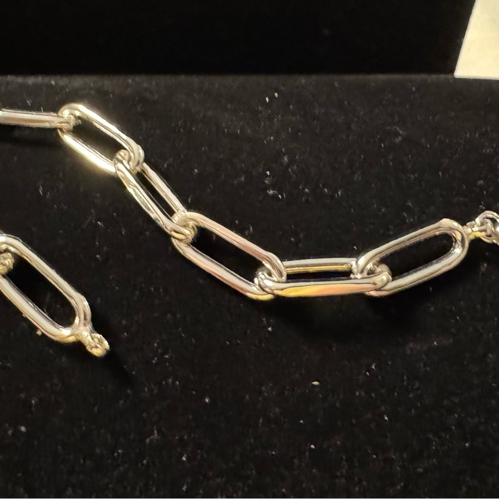 Sterling Silver Paperclip Chain Link Bracelet. 7” - Picture 6 of 7